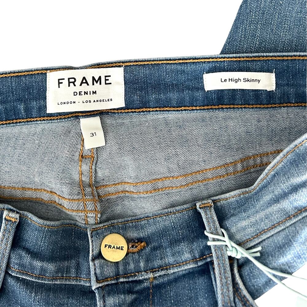 NWT FRAME Le High Skinny Jeans Brummel Wash High Rise Raw Step Hem Size 31 - Picture 11 of 13
